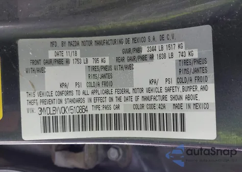 2019 Toyota Yaris Le z USA, uszkodzony, nr VIN 3MYDLBYV0KY510864